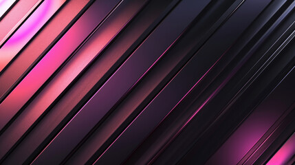 Obraz premium Modern background featuringg diagonal black and pink lines or stripes with a 3D effect and a metallic sheen.