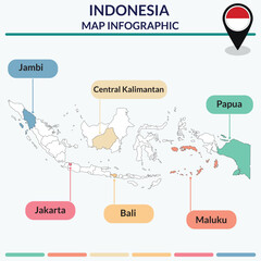 Infographic of Indonesia map. Infographic map