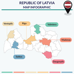 Infographic of Latvia map. Infographic map