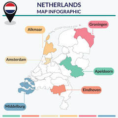 Obraz premium Infographic of Netherlands map. Infographic map