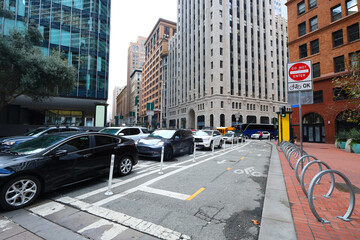 Downtown San Francisco- General View of corner of Bush and Battery St.