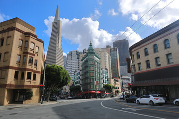 Downtown San Francisco- General View of Columbus Avenue.