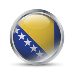 Bosnia and Herzegovina Flag 3D Badge Illustration