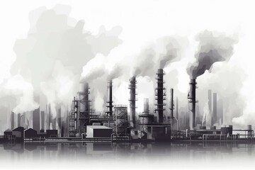Illustration of industrial smoke pollution for product presentation and template design. Generative AI