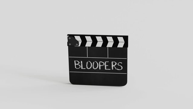 Bloopers word on Film Slate Clap Board Outtakes Mistakes Wrong Flubs Movie 3D Animation