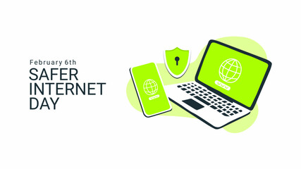 flat background for safer internet day vector stock