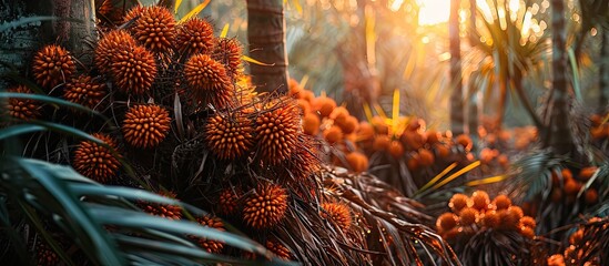Oil palm fruit Elaeis guineensis in the Kalimantan Plantation. with copy space image. Place for...