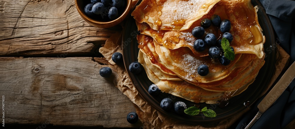 Aufkleber perfect pancakes for shrove tuesday copy space. with copy space image. place for adding text or desi
