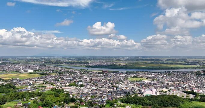 空撮 - 日本の都市風景 千葉県印西市 観光 ビジネス 左ドリー