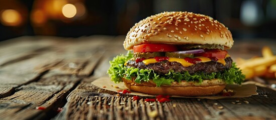 Ultra Smash Burger Real fast food photos. with copy space image. Place for adding text or design