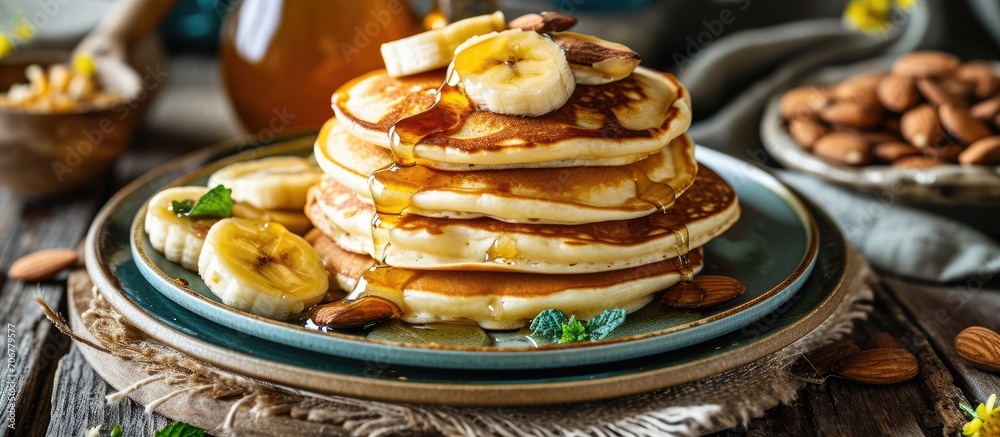 Poster plantain buttermilk pancakes soft and fluffy buttermilk pancake made with a batter added with slices