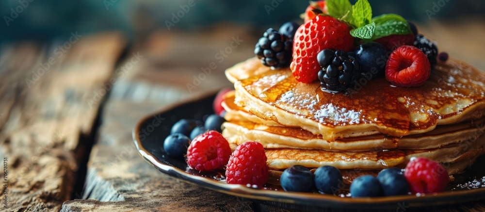 Aufkleber Perfect pancakes for Shrove Tuesday copy space. with copy space image. Place for adding text or design