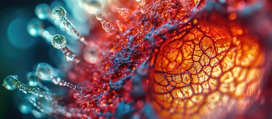 Root tip of Onion and Mitosis cell in the Root tip of Onion under a microscope. with copy space image. Place for adding text or design