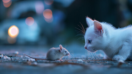 a kitty and a mouse