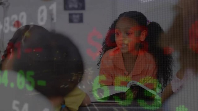 Animation of statistics and data processing over diverse school children in classroom