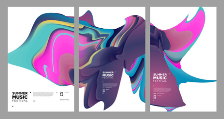 Colorful Abstract Fluid Electronic Summer Music Festival Vector Banner