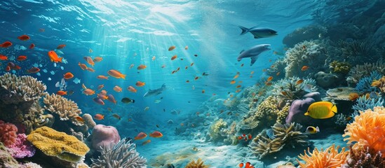 Sea Life Underwater Underwater Life Wildlife. with copy space image. Place for adding text or design