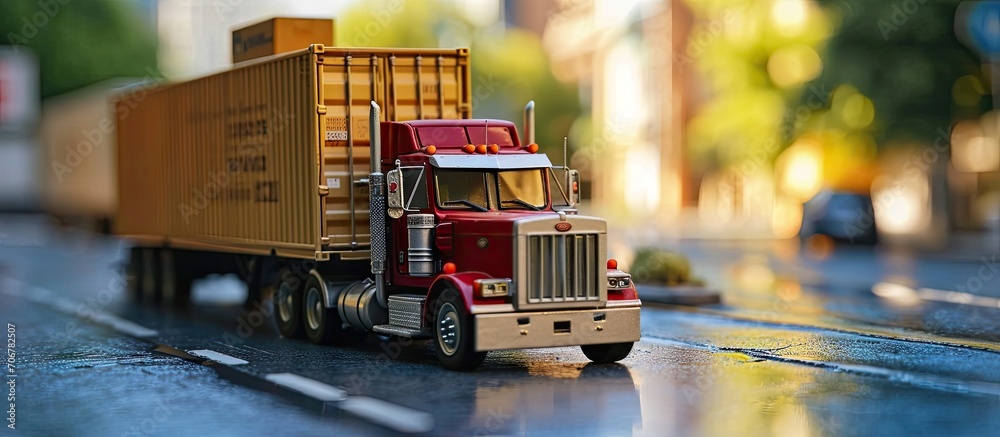 Poster package boxes load with cargo container truck supply chain delivery shipment boxes cargo freight tru