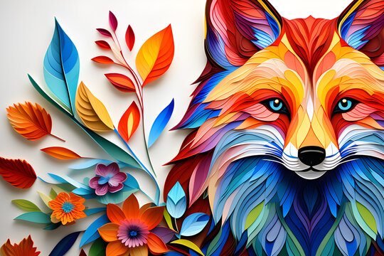 Adult confetti decorated with mandala fox images - an elegant and engaging coloring experience generative ai
