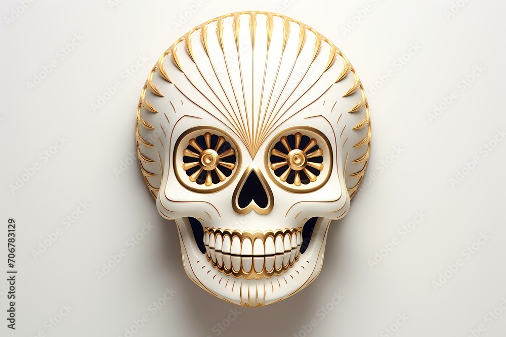 Wall mural Close-up, 3d mockup of abstract skull with minimal background - Wall murals