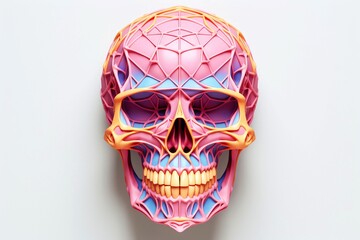 Close-up, 3d mockup of abstract skull with minimal background