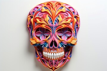 Close-up, 3d mockup of abstract skull with minimal background
