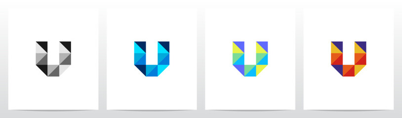 Square Triangle Geometric Colorful Mosaic Letter Logo Design U © recehan
