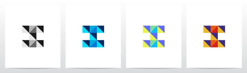 Square Triangle Geometric Colorful Mosaic Letter Logo Design I