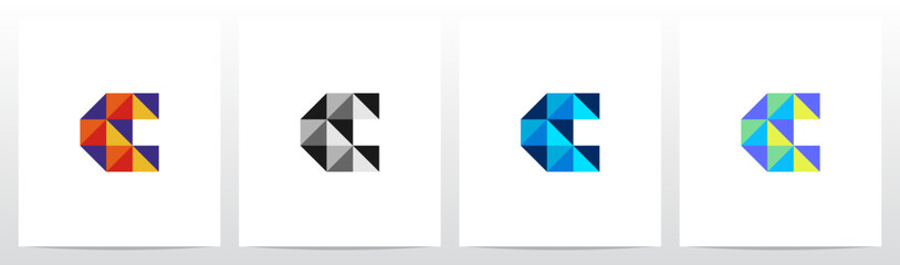 Square Triangle Geometric Colorful Mosaic Letter Logo Design C