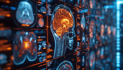  Image depicting the advancements in medical imaging technology, such as MRI, CT scan, or ultrasound, showcasing their intricate details  - obrazy, fototapety, plakaty
