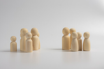 The family image, the wooden dolls in white background