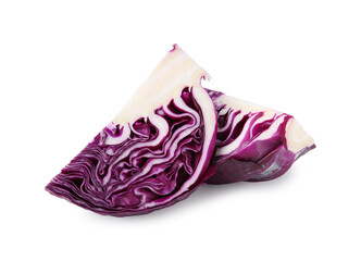 Cut fresh red cabbage isolated on white