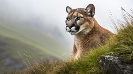 Obraz premium A mountain lion in the grass. 