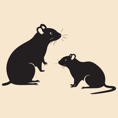 rat & mouse set black silhouette Clip art 