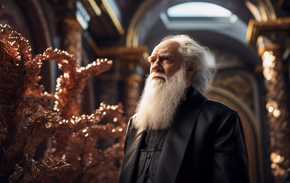 indoor portrait of scientist Charles Darwin. Generative AI