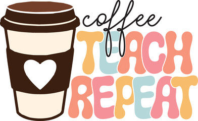 Retro Teacher Sublimation Bundle. Funny Colorful Bold Typography for Print on Demand Industry.