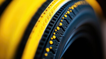 Macro shot of the ecofriendly tires on a public transport bus