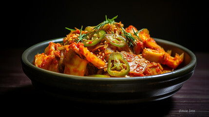 korean traditional food concept with fresh delicious kimchi.