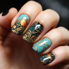 Decorated fingernails.