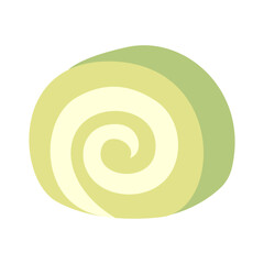 vector illustration of a piece of matcha swiss roll cake on white for banners, cards, flyers, social media wallpapers, etc.