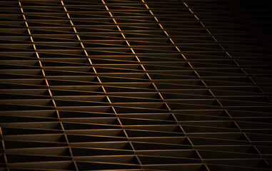 Sunset glow on metal grates.