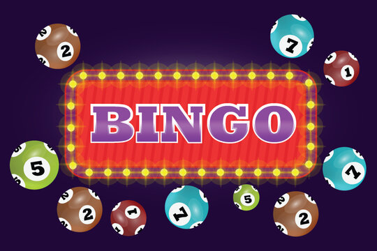 Bingo Winner poster with lottery balls with numbers, confetti and golden bingo Realistic lotto game big win