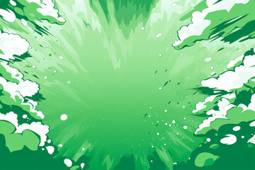 Fototapeta na wymiar Green and white color flat comic style background