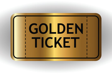 Realistic golden raffle ticket icon symbol flat style illustration
