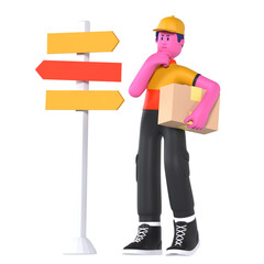 Boy Delivery Sign Direction Deliveryman Package Courier