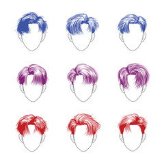 set of KPOP hairstyle. Separately layer vector.