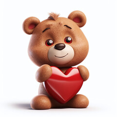 Cute teddy bear with a big red heart. Romantic gift for Valentine's Day or a love greeting
