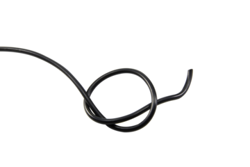 black wire cable of usb and adapter isolated on white background.Selection focus.