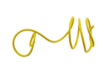 yellow wire cable of usb and adapter isolated on white background.Selection focus.