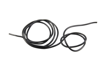 black wire cable of usb and adapter isolated on white background.Selection focus.